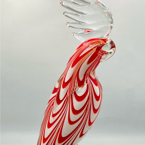 Murano 13” Glass Pulled Feather Design Cockatoo - Picture 2 of 14